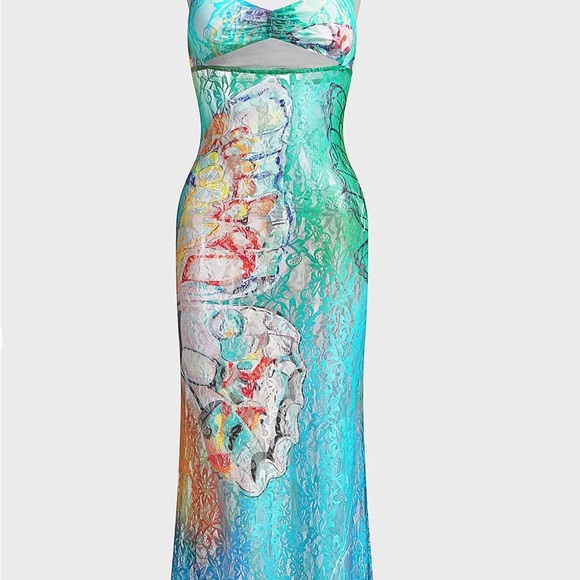 Multicolored laced dress size large - Picture 1 of 6